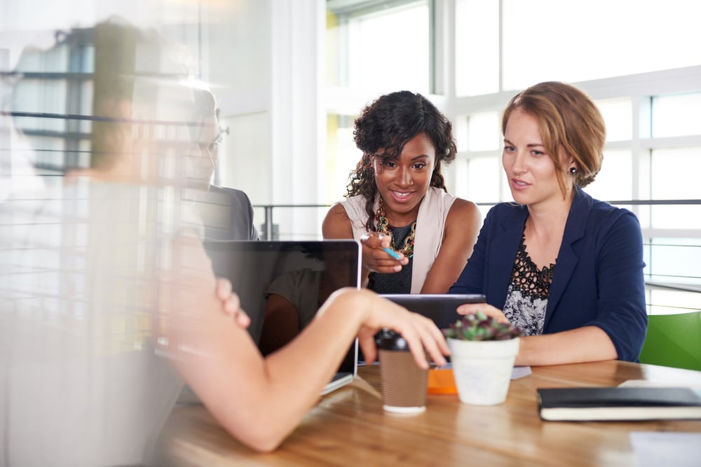 team of successful business people having a meeting in executive sunlit office-1